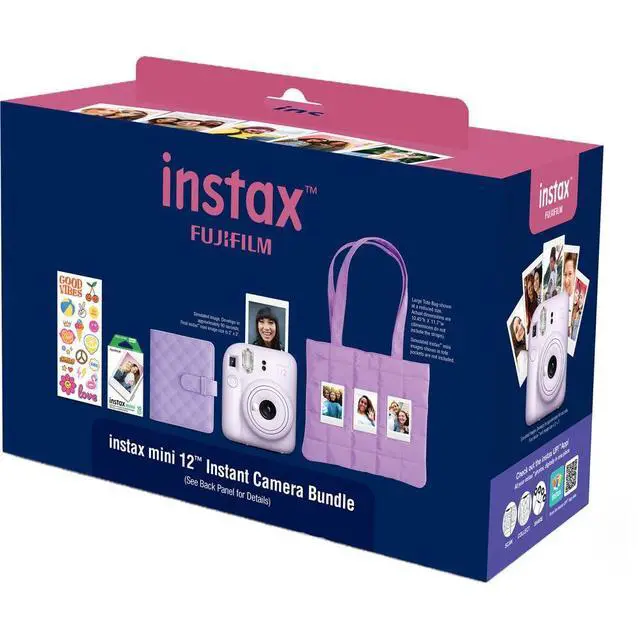 Alt view image 4 of 4 - instax mini 12 Instant Film Camera Holiday Bundle (Lilac Purple) with 4 x Instax Mini Instant Film - Foil Pack, Self Adhesive Cloth, and Ansmann X-Power AA 4-Pack Battery