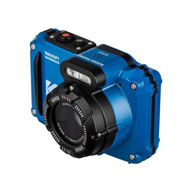 Alt view image 6 of 7 - PIXPRO WPZ2 Digital Camera (Blue) | Waterproof, Shockproof & Dustproof Camera with 16MP Sensor, 1080p Video & 4X Optical Zoom | Travel & Outdoor use + 2X 32GB Card + Vlogger Tripod + Bag + More