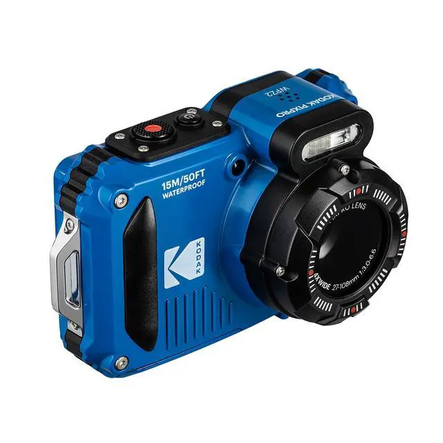 Alt view image 7 of 7 - PIXPRO WPZ2 Digital Camera (Blue) | Waterproof, Shockproof & Dustproof Camera with 16MP Sensor, 1080p Video & 4X Optical Zoom | Travel & Outdoor use + 2X 32GB Card + Vlogger Tripod + Bag + More