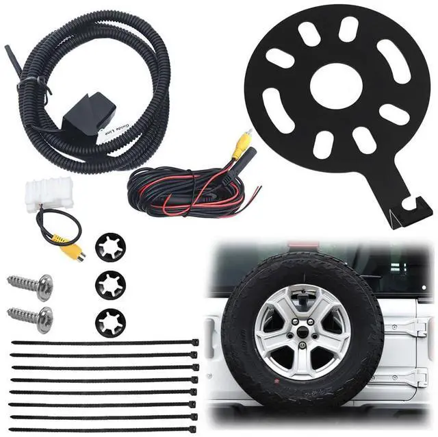 Main image of Car Spare Tire Backup Camera, Waterproof Auto Rear View Reverse Camera with Wire Adapter, Vehicle Accessories, Compatible with 2007-2018 Wrangler 2009-2015 Patriot 2007-2014 Freedom