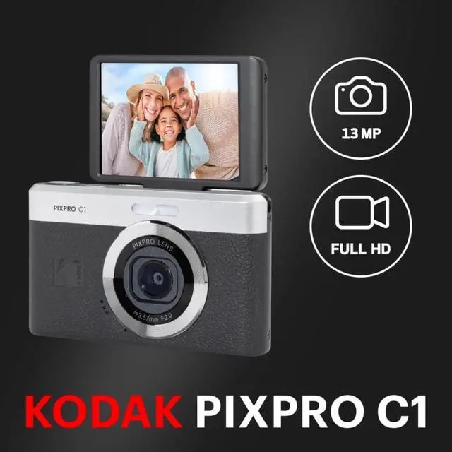 Alt view image 3 of 7 - PIXPRO C1 Friendly Zoom 13MP 1080p Digital Camera (Black) Bundle | MicroSDHC Card, Case, (4 items)