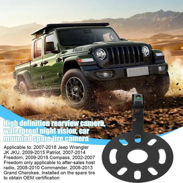 Alt view image 6 of 6 - Car Spare Tire Backup Camera, Waterproof Auto Rear View Reverse Camera with Wire Adapter, Vehicle Accessories, Compatible with 2007-2018 Wrangler 2009-2015 Patriot 2007-2014 Freedom