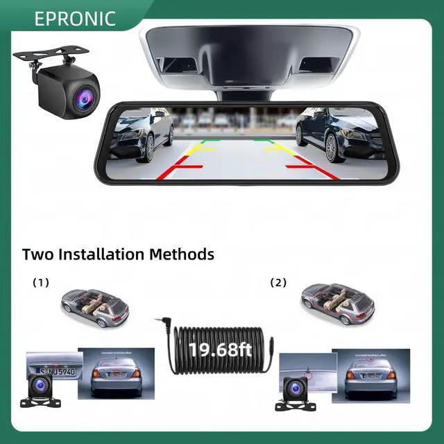 Alt view image 3 of 7 - 4 Pin Backup Camera for Mirror Dash Cam AHD1080P, 4 Pin to 2.5mm Jack Vehicle Backup Camera Dash Cam Front/Rear View Camera 19.68ft Extension Cable