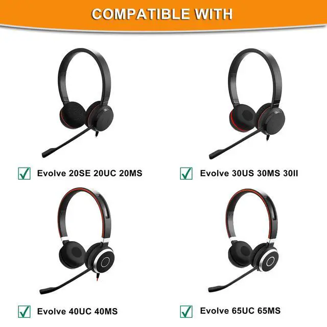 Alt view image 2 of 7 - Earpads for Jabra Evolve 65 40 30 20 Headset (Black) | Also for Jabra Evolve 65UC / 65MS / 40UC / 40MS / 30US / 30II / 20SE / 20UC / 20MS Headset, All-Day Comfort Design