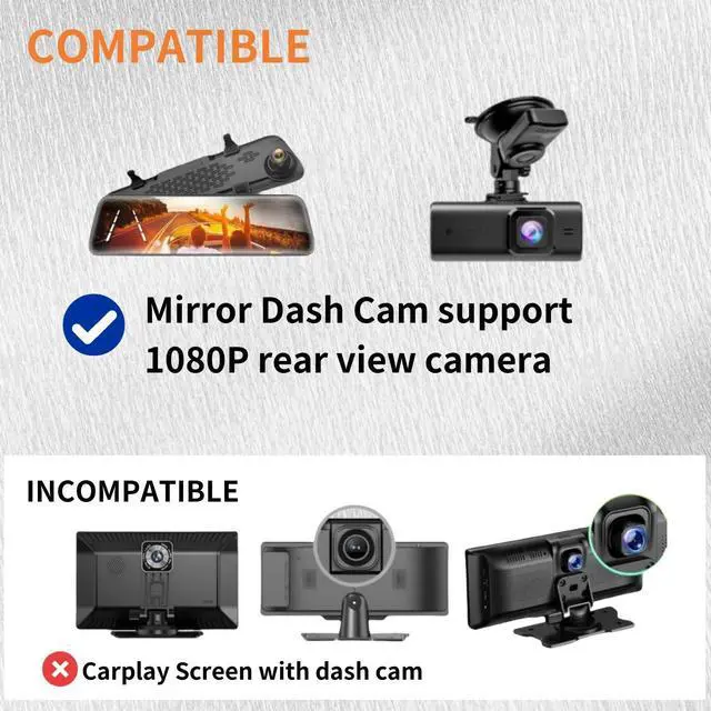 Alt view image 4 of 7 - 4 Pin Backup Camera for Mirror Dash Cam AHD1080P, 4 Pin to 2.5mm Jack Vehicle Backup Camera Dash Cam Front/Rear View Camera 19.68ft Extension Cable
