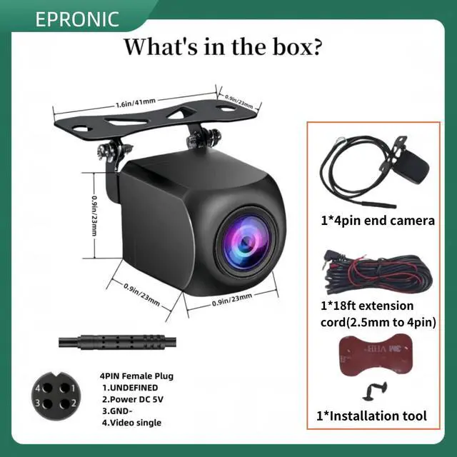 Alt view image 7 of 7 - 4 Pin Backup Camera for Mirror Dash Cam AHD1080P, 4 Pin to 2.5mm Jack Vehicle Backup Camera Dash Cam Front/Rear View Camera 19.68ft Extension Cable