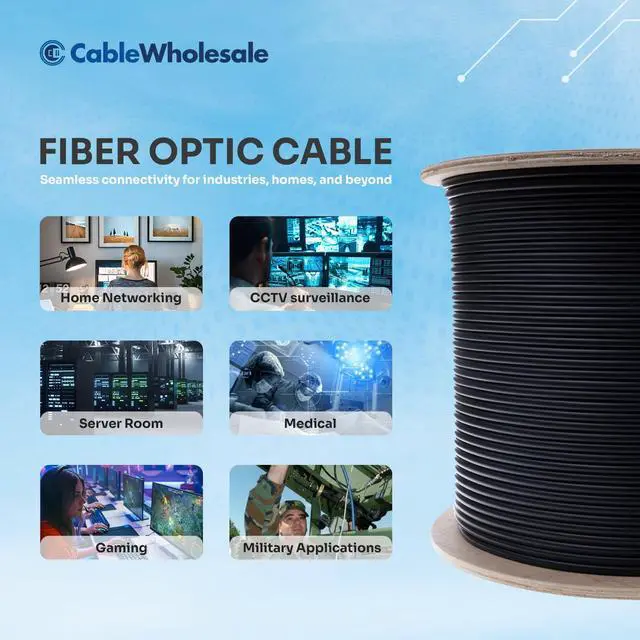 Alt view image 7 of 7 - 2 Strand Indoor/Outdoor Fiber Optic Cable, OS2 9/125 Singlemode, Corning, Black, Riser Rated, Spool, 2000 Foot
