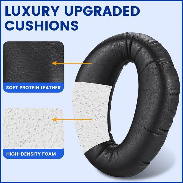 Alt view image 3 of 7 - Replacement Ear Pads for Lightspeed Zulu, Zulu2, Zulu3, Zulu PFX, Sierra Aviation Headsets - Earpads Cushions Featuring Softer Protein Leather Noise-Isolating Foam (Protein Leather - Black)