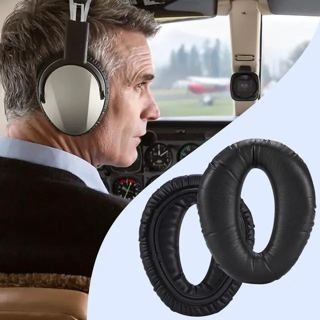 Alt view image 5 of 7 - Replacement Ear Pads for Lightspeed Zulu, Zulu2, Zulu3, Zulu PFX, Sierra Aviation Headsets - Earpads Cushions Featuring Softer Protein Leather Noise-Isolating Foam (Protein Leather - Black)