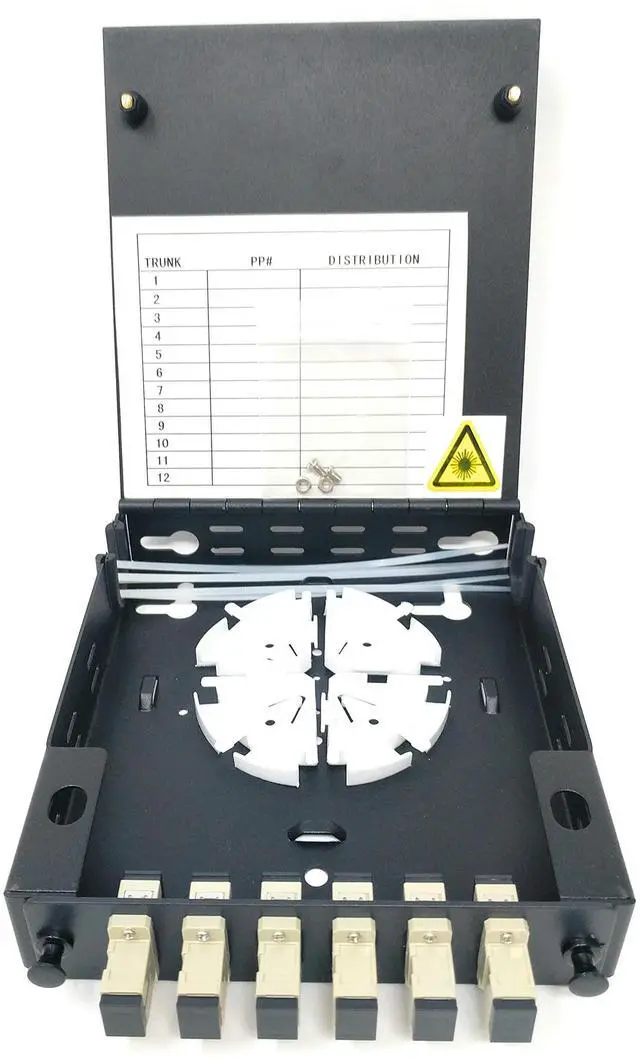 Alt view image 2 of 5 - Wall Mount Fiber Enclosure with Spool and Loaded 6 Port SC-UPC OM1/OM2 Multimode Simplex LGX Panel