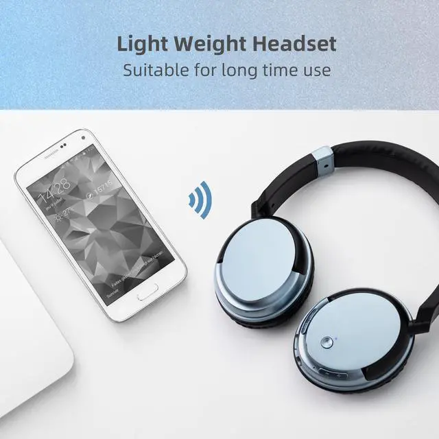 Alt view image 5 of 6 - Bluetooth Headphones for TV & PC with USB Transmitter, 3.5mm (Blue) | Dual-mode wired & wireless over-ear headset. Connect to TV/PC via USB/3.5mm transmitter, or directly to phone