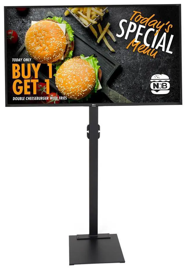 Alt view image 2 of 7 - Television Stand with Floor Mount | Steel Construction, Horizontal Orientation, Black, TVSVM3270B