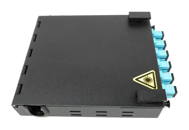 Alt view image 4 of 5 - 6 Port Wall Mount Fiber Enclosure with Splicing Module Multimode OM3 Simplex SC-UPC Kit (Includes a 1 Meter 6 Strand SC-UPC OM3 Pigtail and 6 Port SC-UPC Simplex LGX Loaded Panel)
