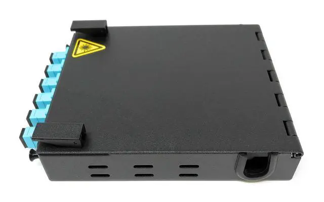 Alt view image 3 of 5 - 6 Port Wall Mount Fiber Enclosure with Splicing Module Multimode OM3 Simplex SC-UPC Kit (Includes a 1 Meter 6 Strand SC-UPC OM3 Pigtail and 6 Port SC-UPC Simplex LGX Loaded Panel)