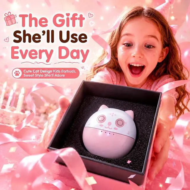 Alt view image 3 of 7 - Kids Earbuds, Wireless Earbuds for Kids 8-12, 85dB Volume Limited, Cute Animal Earbuds, Touch Control, 40H Playtime, Waterproof Kids Headphones with Noise Cancelling for Boys & Girls