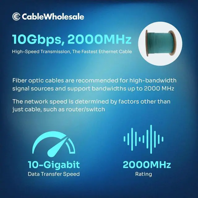 Alt view image 7 of 7 - 6 Strand Fiber Optic Cable, Multimode, Aqua, 500ft Spool | Steel Armored Indoor; OM3 50/125 micron, 10Gbit, Riser rated, Corning Fiber