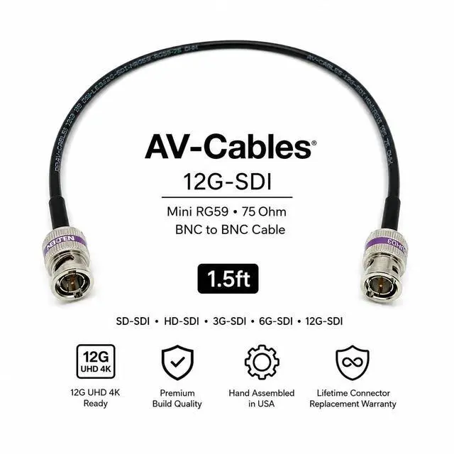 Alt view image 2 of 7 - 12G-SDI BNC to BNC Cable, 4855R,150ft, Black | Premium Mini RG59, 75 Ohm, Supports SD, HD, 3G, 6G & 12G-SDI