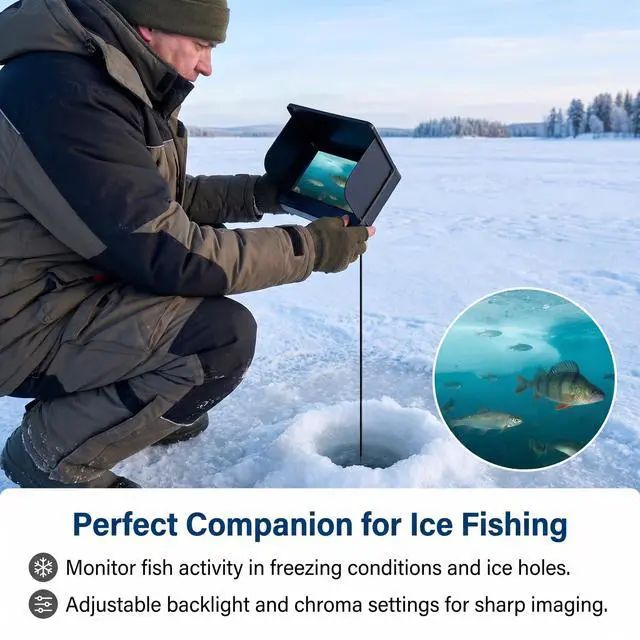 Alt view image 7 of 7 - Fish Finder Underwater 5-Inch IPS Screen Fishing Camera | 1500nit Brightness Long Battery Life 8000mAh USB Charging - IP68 Waterproof 98ft Cable for Ice Fishing Anglers
