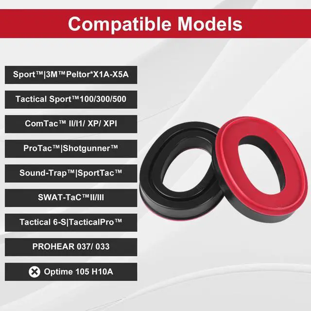 Alt view image 4 of 7 - Gel Ear Pads Compatible with 3M WorkTunes(90543, 90544, 90542, 90541), Replacement Ear Cushion for 3M Peltor X1A-X5A Headsets - with Red Bottom Shell