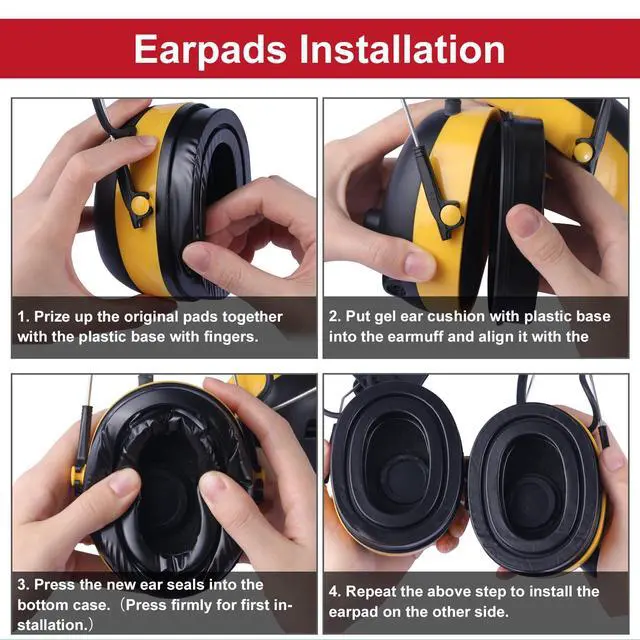 Alt view image 5 of 7 - Gel Ear Pads Compatible with 3M WorkTunes(90543, 90544, 90542, 90541), Replacement Ear Cushion for 3M Peltor X1A-X5A Headsets - with Red Bottom Shell
