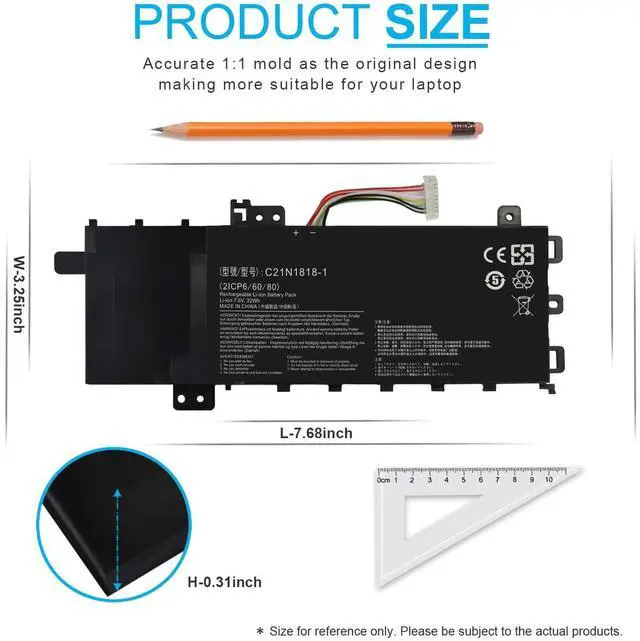 Alt view image 4 of 7 - C21N1818-1 Laptop Battery for ASUS VivoBook 15 F512DA F512JA F512JA-AS34 F512FA F512FB F512FJ F512FL F512UA X512DA X512FA X512JA X512UA X512FB X512FJ X512FL X512JF X512JP R564JA S512FA S512FB