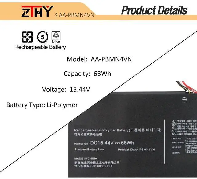 Alt view image 3 of 7 - AA-PBMN4VN Battery Replacement for Samsung Galaxy Book Pro 360 15 15.6 | NP950XDB NP950XDB-KA1US NP950XDB-KB1US NP950XDB-KC5US NP950XDB-KC3US NP950QDB NP950QDB-KB1US NP950QED NP950QED-KB1US 68Wh