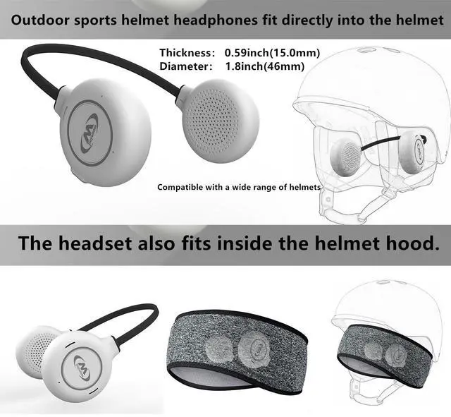 Alt view image 4 of 7 - ski Helmet Headphones,True Wireless Bluetooth Helmet Speakers for Skiing, Snowboarding Mountain Biking