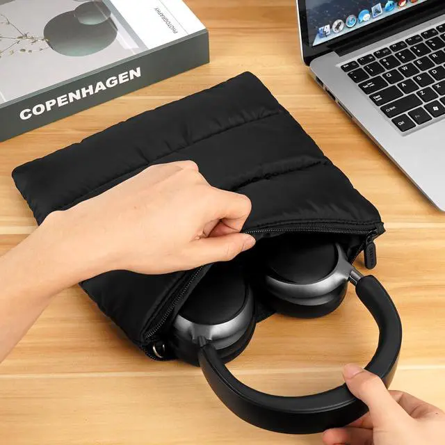 Alt view image 6 of 6 - NOVA Headphones Puffy Pouch, Compatible with Bose QC Ultra/45, JBL Tune 520BT, Sony WH-CH720N, Headset Carrying Bag, Soft Travel Pouch Case for Over-Ear Headphones (Black)
