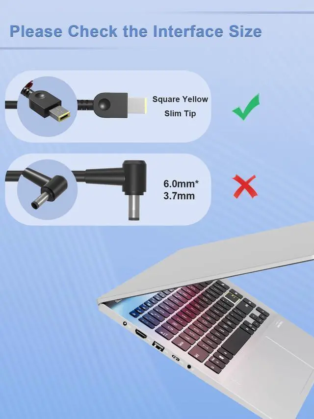 Alt view image 2 of 7 - SlSLRIOY 170W Slim Charger Compatible with Lenovo IdeaPad Yoga Pro/Slim/Creator 9 7 5 LOQ 15 16,Legion Slim 5 7 R720 Y730 Y720 Y540,ThinkPad P1 P53 P52 P51 P50 P70 P71 Laptop Power Adapter