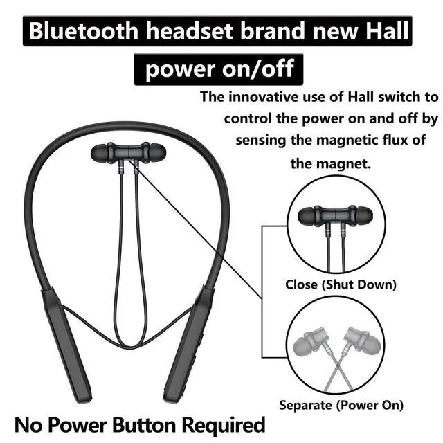 Alt view image 2 of 7 - Neck Headphones Wireless BluetoothV5.2 with Microphone Neckband Bluetooth Headphones35 Hours of Playtime in-Ear Neckband Earbuds no Power Button IPX7 Sweat-Resistant deep bass (Y8H)