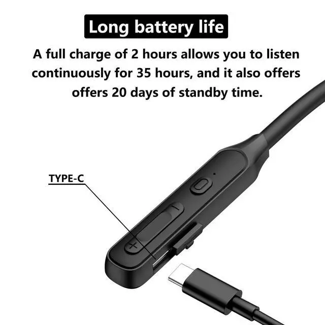 Alt view image 4 of 7 - Neck Headphones Wireless BluetoothV5.2 with Microphone Neckband Bluetooth Headphones35 Hours of Playtime in-Ear Neckband Earbuds no Power Button IPX7 Sweat-Resistant deep bass (Y8H)
