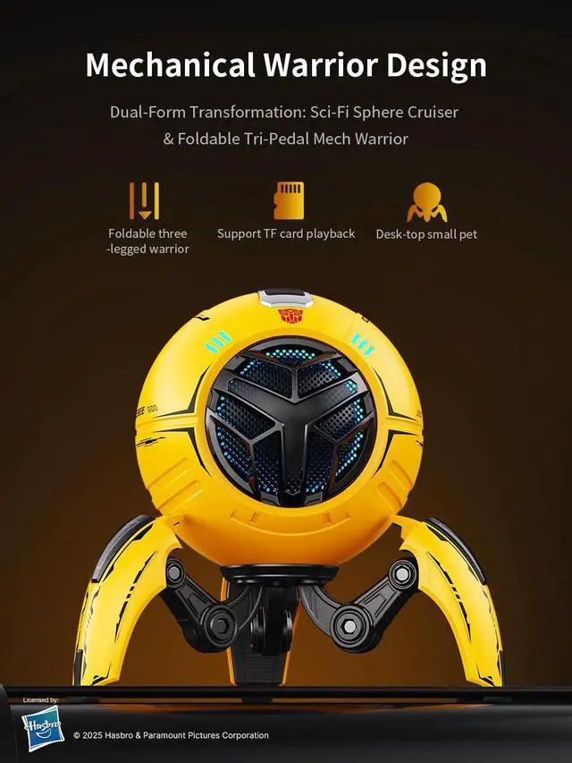 Alt view image 3 of 6 - Bluetooth Speaker, Bluetooth 5.4 Wireless Portable Speaker, Colorful RGB Lights, Stereo Sound Bass, TWS Pairing for Home/Party/Game/Work, Gift Ideas, Yellow - Bumblebee