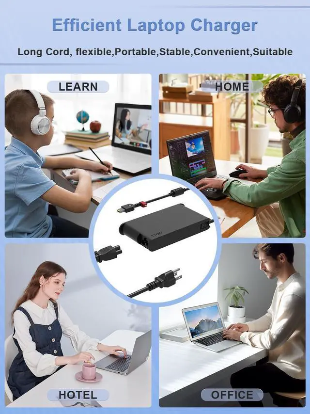 Alt view image 6 of 7 - SlSLRIOY 170W Slim Charger Compatible with Lenovo IdeaPad Yoga Pro/Slim/Creator 9 7 5 LOQ 15 16,Legion Slim 5 7 R720 Y730 Y720 Y540,ThinkPad P1 P53 P52 P51 P50 P70 P71 Laptop Power Adapter