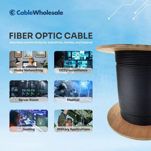 Alt view image 7 of 7 - 1000ft Black 6-Strand Fiber Indoor/Outdoor Multimode 62.5/125 OM1 Cable, Riser Rated, Water-Blocking GR-409-CORE Fiber Optic Cable