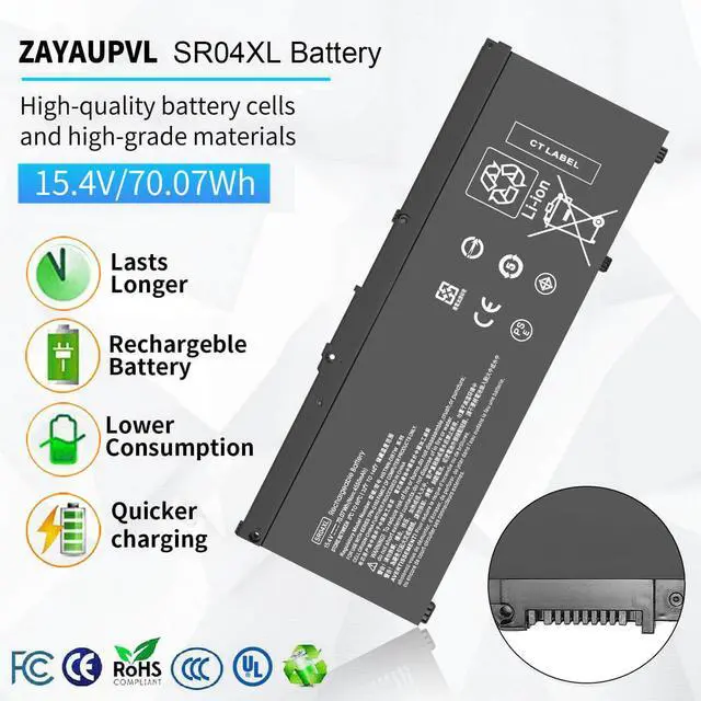 Alt view image 2 of 6 - 70.07Wh SR04XL SR03XL 917724-855 Battery for HP Omen 15 15-dc0xxx 15-ce0xx | 15-dc1xxx 15-cb0xx Series 15-ce198wm 15-ce019dx 15-ce020a 15t-cb2000 15-dc0051nr 15-dc0020nr 15-dc1088nr 15-cb041nr