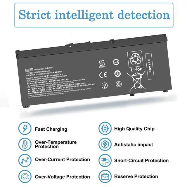 Alt view image 4 of 6 - 70.07Wh SR04XL SR03XL 917724-855 Battery for HP Omen 15 15-dc0xxx 15-ce0xx | 15-dc1xxx 15-cb0xx Series 15-ce198wm 15-ce019dx 15-ce020a 15t-cb2000 15-dc0051nr 15-dc0020nr 15-dc1088nr 15-cb041nr