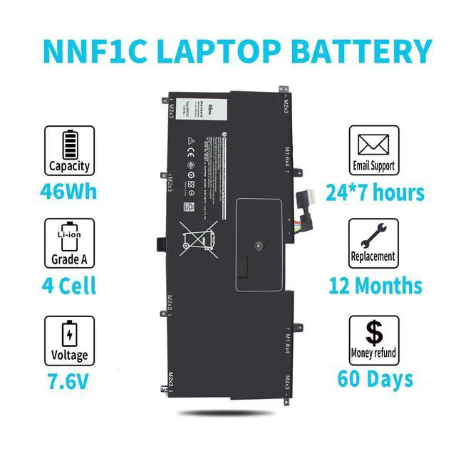 Alt view image 5 of 7 - 46Wh Type NNF1C HMPFH Laptop Battery for Dell XPS 13 9365 2-in-1 13-9365 P71G P71G001 NNFIC 0NNF1C 0HMPFH Replacement 7.6V 4-Cell