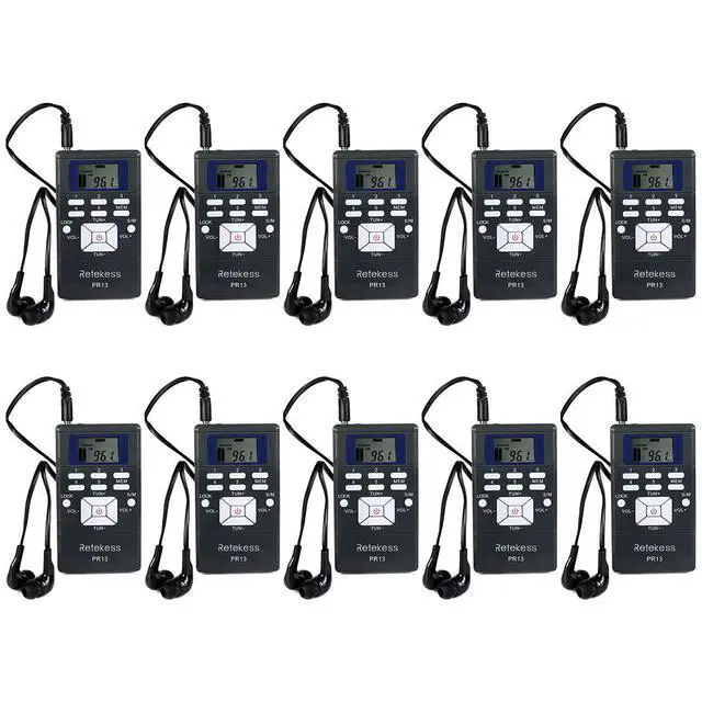 Main image of PR13 Portable FM Receiver, Mini FM Radio(Pack of 10) | for Church, Teaching, Meeting, Correctional Center, Supports Radio Station Storage, Lock button, Built-in 24 Hour Clock