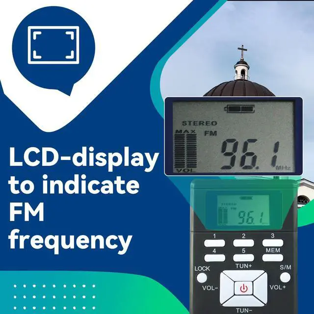 Alt view image 7 of 7 - PR13 Portable FM Receiver, Mini FM Radio(Pack of 10) | for Church, Teaching, Meeting, Correctional Center, Supports Radio Station Storage, Lock button, Built-in 24 Hour Clock