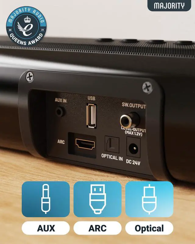 Alt view image 4 of 7 - 140W Bluetooth Sound Bar for Smart TV | 31" 2.1 Wireless Soundbar for TV with 3D Sound | TV Speakers Sound Bar with Built in Subwoofer | HDMI, AUX, Optical Compatible Mini Soundbar Naga 80