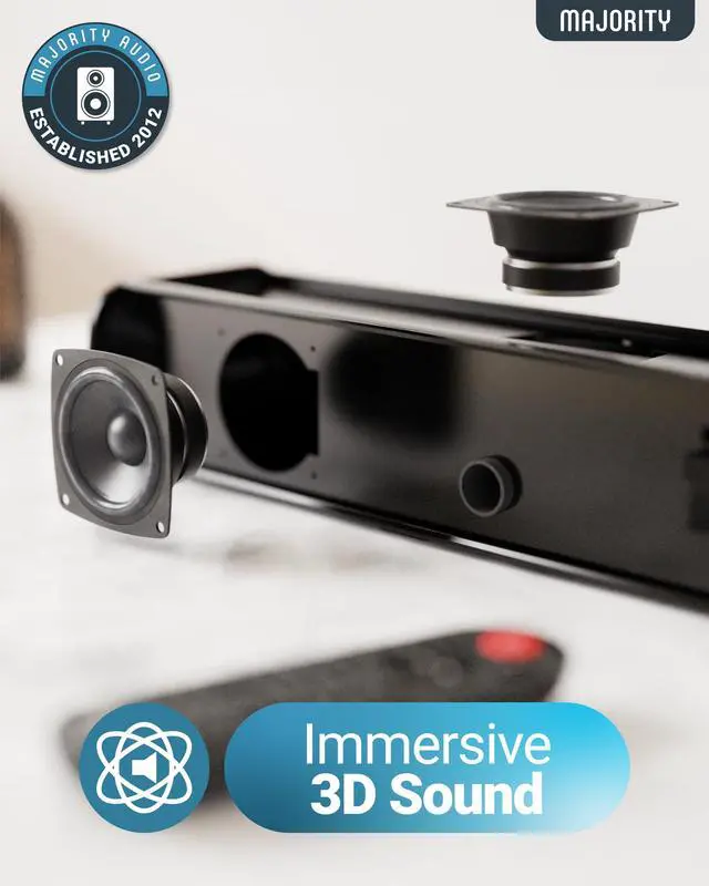 Alt view image 2 of 7 - 140W Bluetooth Sound Bar for Smart TV | 31" 2.1 Wireless Soundbar for TV with 3D Sound | TV Speakers Sound Bar with Built in Subwoofer | HDMI, AUX, Optical Compatible Mini Soundbar Naga 80
