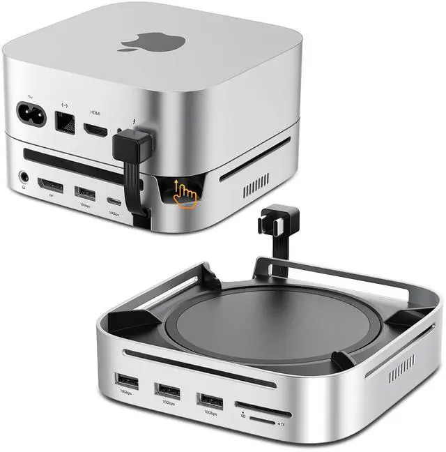 Main image of Mac mini M4 Dock with NVMe SSD Enclosure, 10Gbps Hub & SD Reader | Docking Station & Stand for Mac Mini M4/M4 Pro2024 with M.2 NVMe SSD Support, USB-A, USB-C, SD Reader and DisplayPort