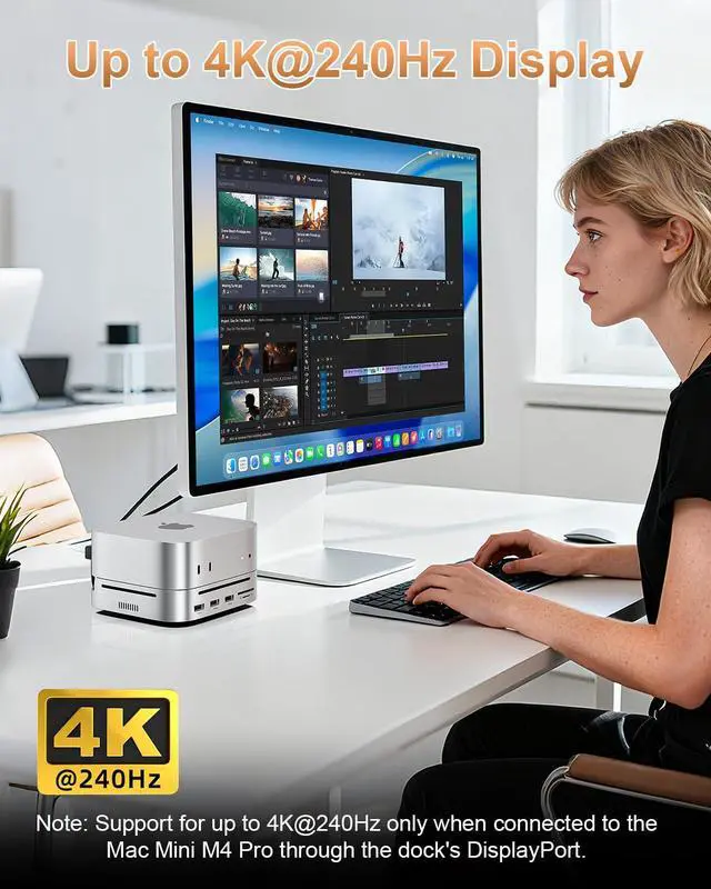 Alt view image 2 of 7 - Mac mini M4 Dock with NVMe SSD Enclosure, 10Gbps Hub & SD Reader | Docking Station & Stand for Mac Mini M4/M4 Pro2024 with M.2 NVMe SSD Support, USB-A, USB-C, SD Reader and DisplayPort