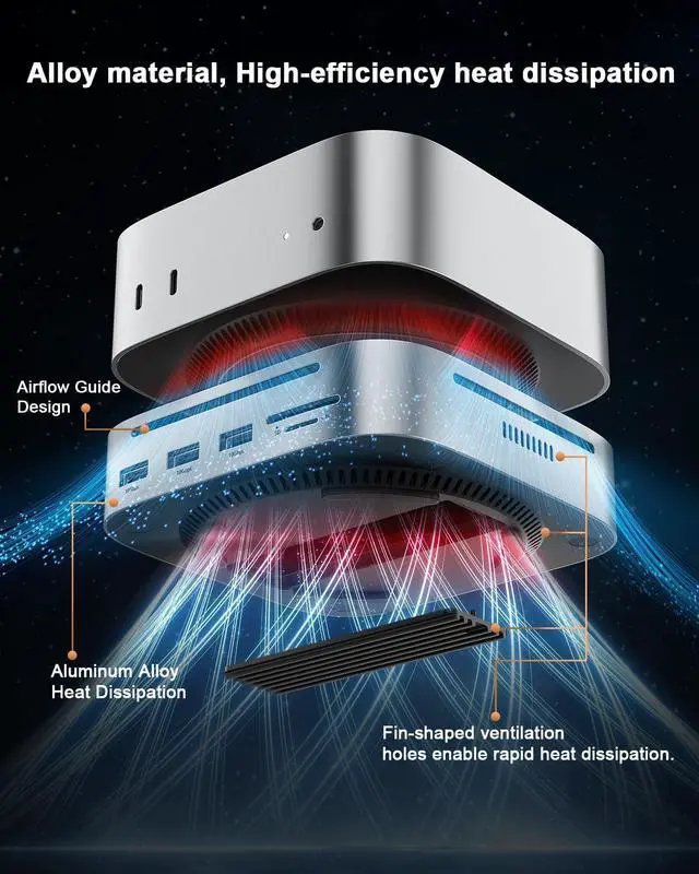 Alt view image 7 of 7 - Mac mini M4 Dock with NVMe SSD Enclosure, 10Gbps Hub & SD Reader | Docking Station & Stand for Mac Mini M4/M4 Pro2024 with M.2 NVMe SSD Support, USB-A, USB-C, SD Reader and DisplayPort