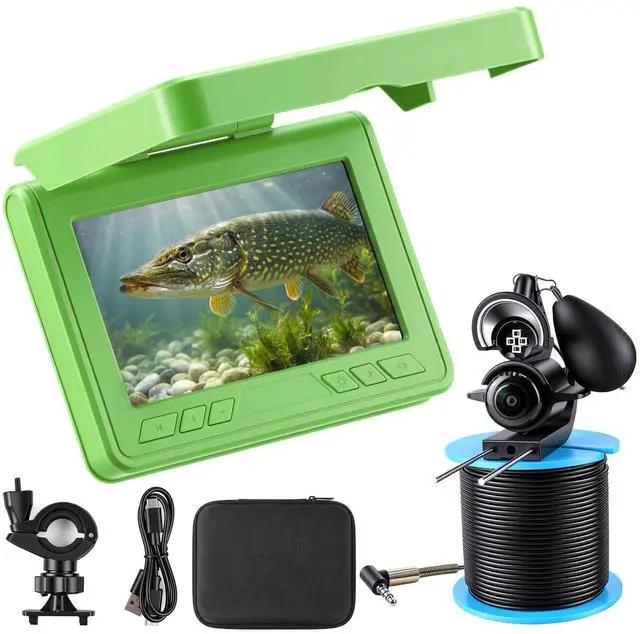 Main image of Fishing Camera, 220° Ultra-Wide HD Underwater Fishing Camera with 4.3" LCD & IR Night Vision, 5000mAh Rechargeable Battery 100ft Cable for Ice Lake Boat Kayak Fishing