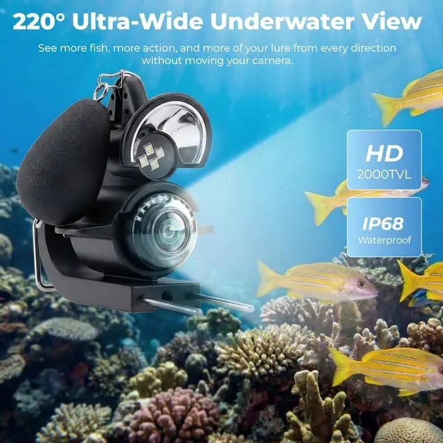 Alt view image 2 of 7 - Fishing Camera, 220° Ultra-Wide HD Underwater Fishing Camera with 4.3" LCD & IR Night Vision, 5000mAh Rechargeable Battery 100ft Cable for Ice Lake Boat Kayak Fishing