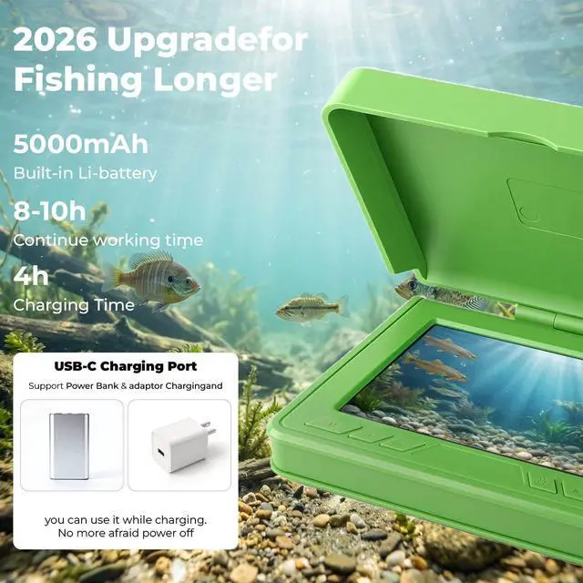 Alt view image 5 of 7 - Fishing Camera, 220° Ultra-Wide HD Underwater Fishing Camera with 4.3" LCD & IR Night Vision, 5000mAh Rechargeable Battery 100ft Cable for Ice Lake Boat Kayak Fishing