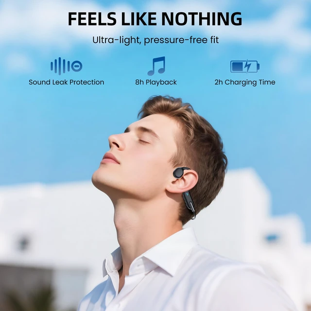Alt view image 7 of 7 - Bone Conduction Headphones for Swimming, IPX8 Waterproof Open Ear Headphones with Built-in 32GB MP3 Player, Bluetooth 5.3 Wireless Sports Earbuds for Swimming Laps Running Cycling