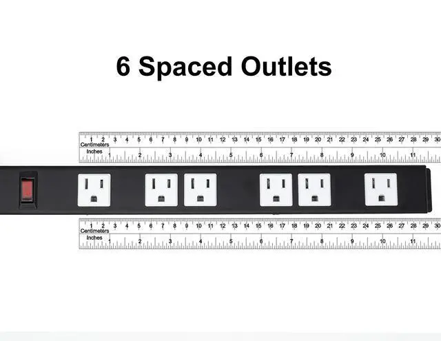 Alt view image 2 of 7 - 5-Pack OT16063 Heavy Duty Metal Surge Protector Power Strip with Mounting Parts 6 White Outlets 3 Feet Power Cord