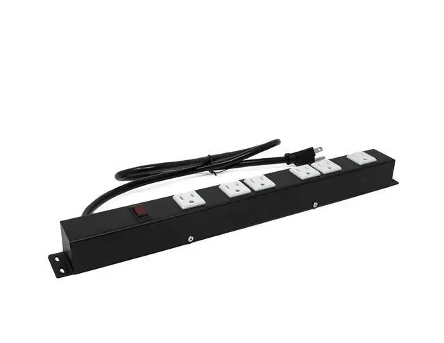 Alt view image 6 of 7 - 5-Pack OT16063 Heavy Duty Metal Surge Protector Power Strip with Mounting Parts 6 White Outlets 3 Feet Power Cord